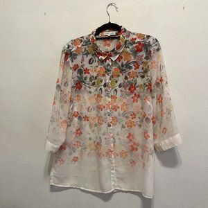 Floral watercolour button down shirt